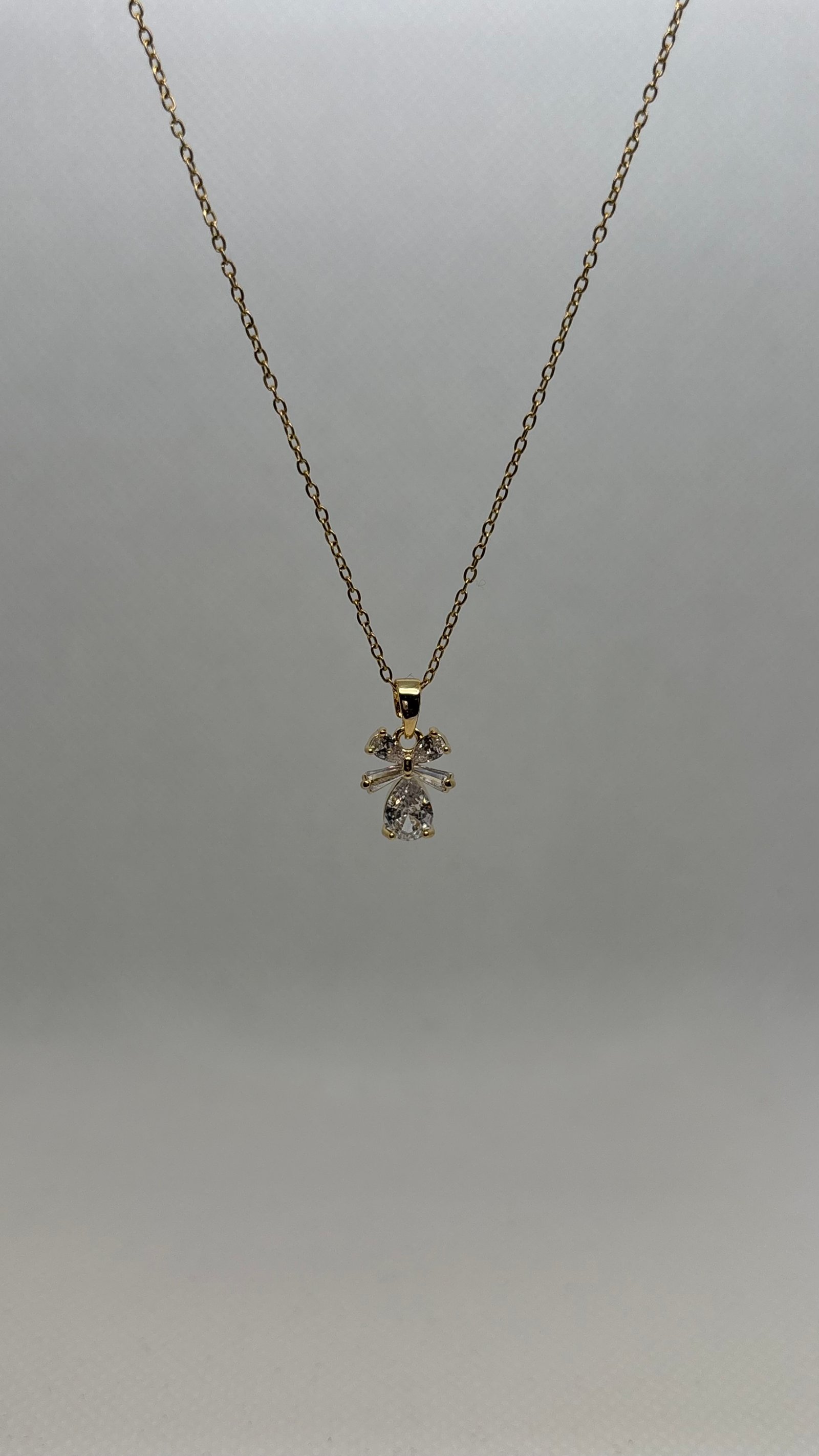 Crystal bow drop Necklace